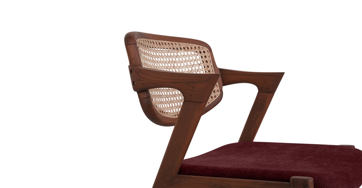 Solid Sheesham wood frame of CanoraWeave rattan chair