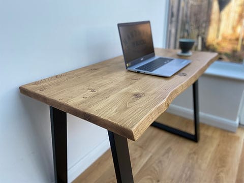 Study table styled in home office setting