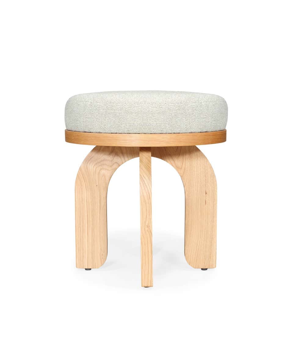 Velwood stool paired with accent chair