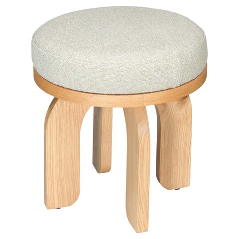 Velwood stool with bouclé cushioned top - solid wood footstool