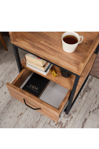 Wooden Night Side Table with Drawer