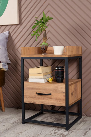 Wooden Night Side Table with Drawer