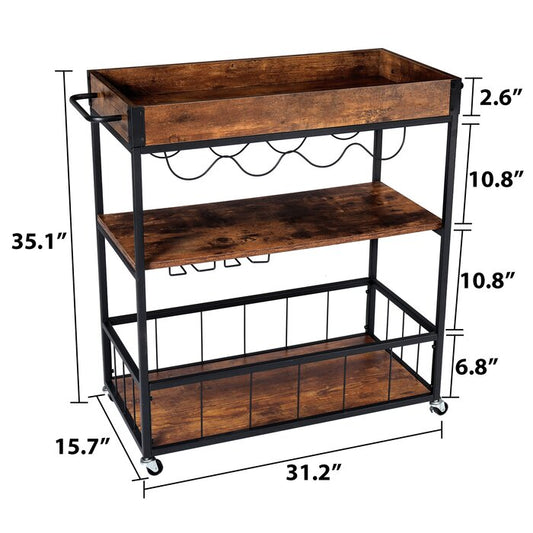 Versatile High Quality Black Metal Serving Trolley