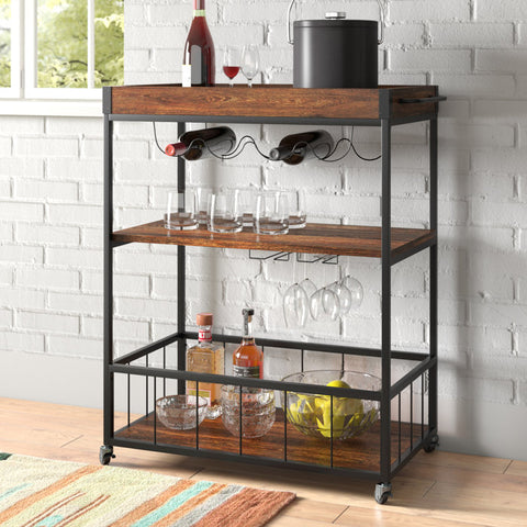 Versatile High Quality Black Metal Serving Trolley