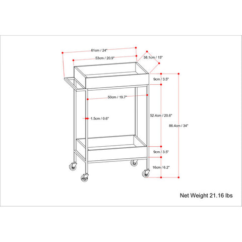 Natural Black Metal Serving Trolley