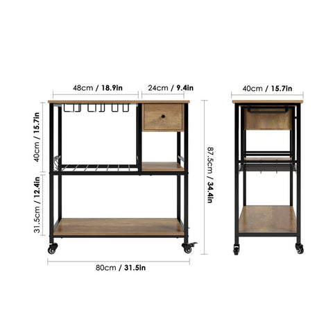 Krusa Black Metal Serving Trolley