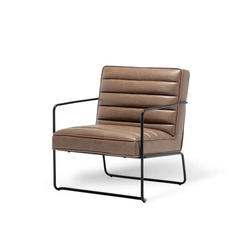 Industrial Metal Accent Chair with Horizontal Channeling