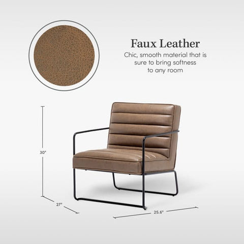 Industrial Metal Accent Chair with Horizontal Channeling