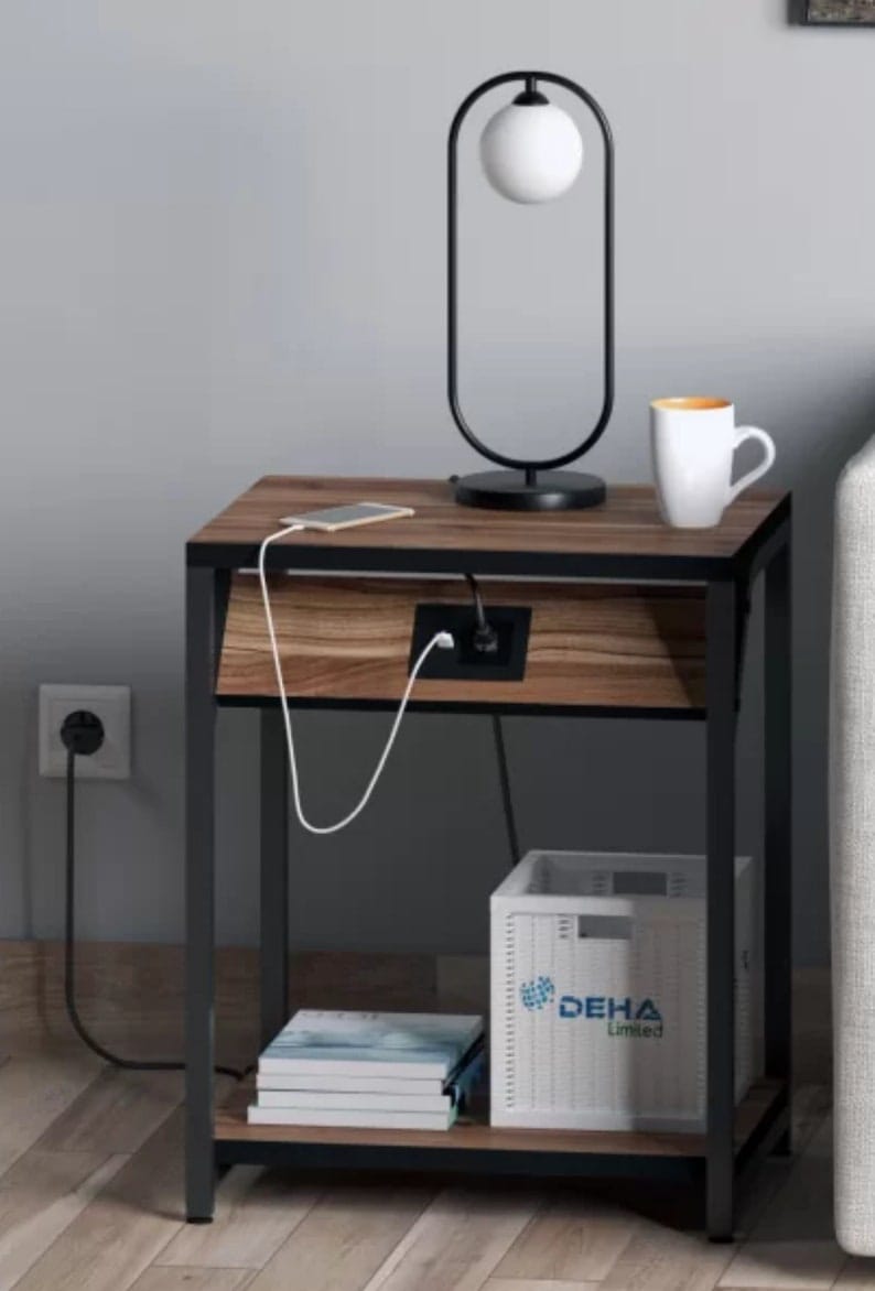 Sofa Side Table / Nightstand with USB Type C Charging Module | Electric Smart Coffee Table | Home Gift | Nightstand