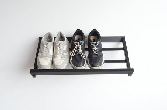 Entryway wall mount metal shoe rack, metal Modern hallway organizer Custom boot shelves