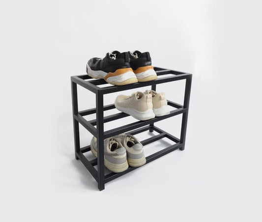 Hallway 3 tier metal shoe rack Industrial entryway custom shoe rack organizer Unique closet shoe shelf