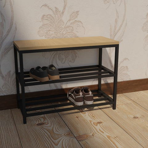 Minimal 2-Tier Metal Shoe Rack - Modern Shoe Storage Solution for Small Spaces