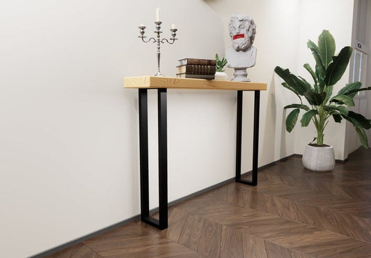 Industrial Narrow Console Table - Rustic Solid Wood Entryway Table