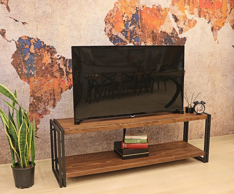 Handmade Wood and Metal Tv Stand - / Rustic Farmhouse Tv Console