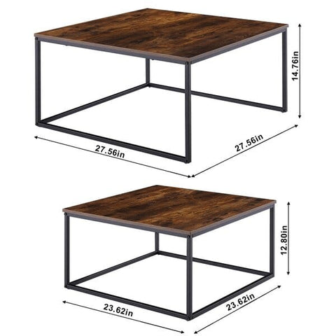 Coffee Tables, 2 Piece Set Square Nesting Table for Living Room