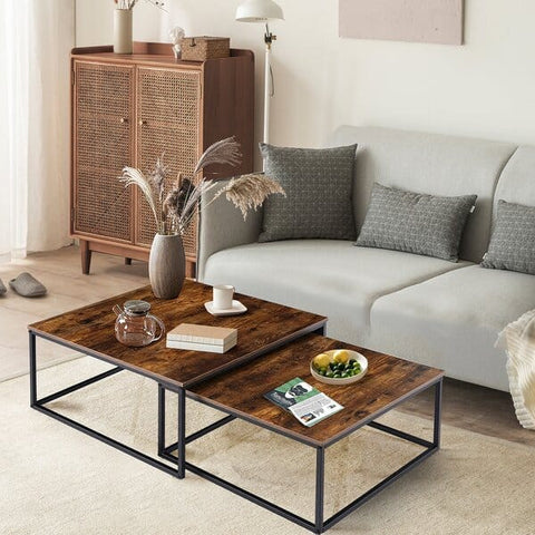 Coffee Tables, 2 Piece Set Square Nesting Table for Living Room