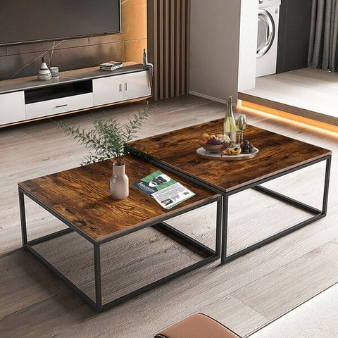 Coffee Tables, 2 Piece Set Square Nesting Table for Living Room