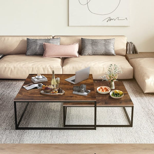 Coffee Tables, 2 Piece Set Square Nesting Table for Living Room