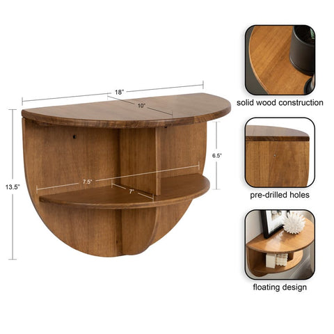 Half-Circle Wooden Floating Side Table