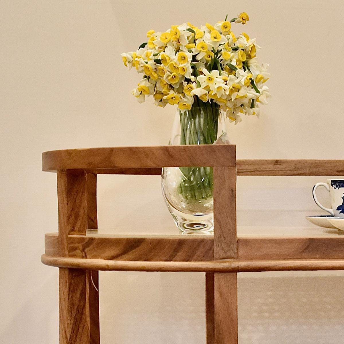 "Willow rattan trolley used for serving tea and coffee"