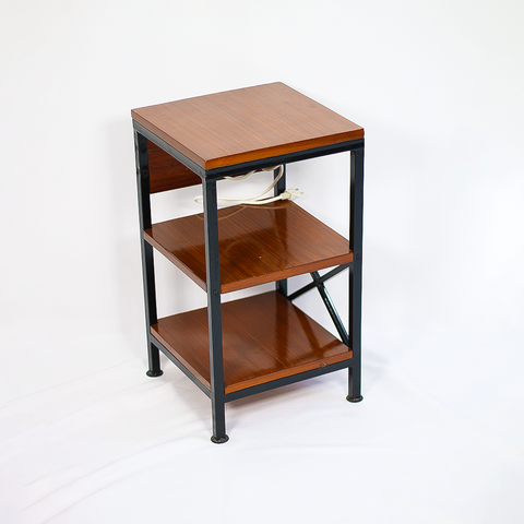 Wooden Side Shelf Table with Power Outlet