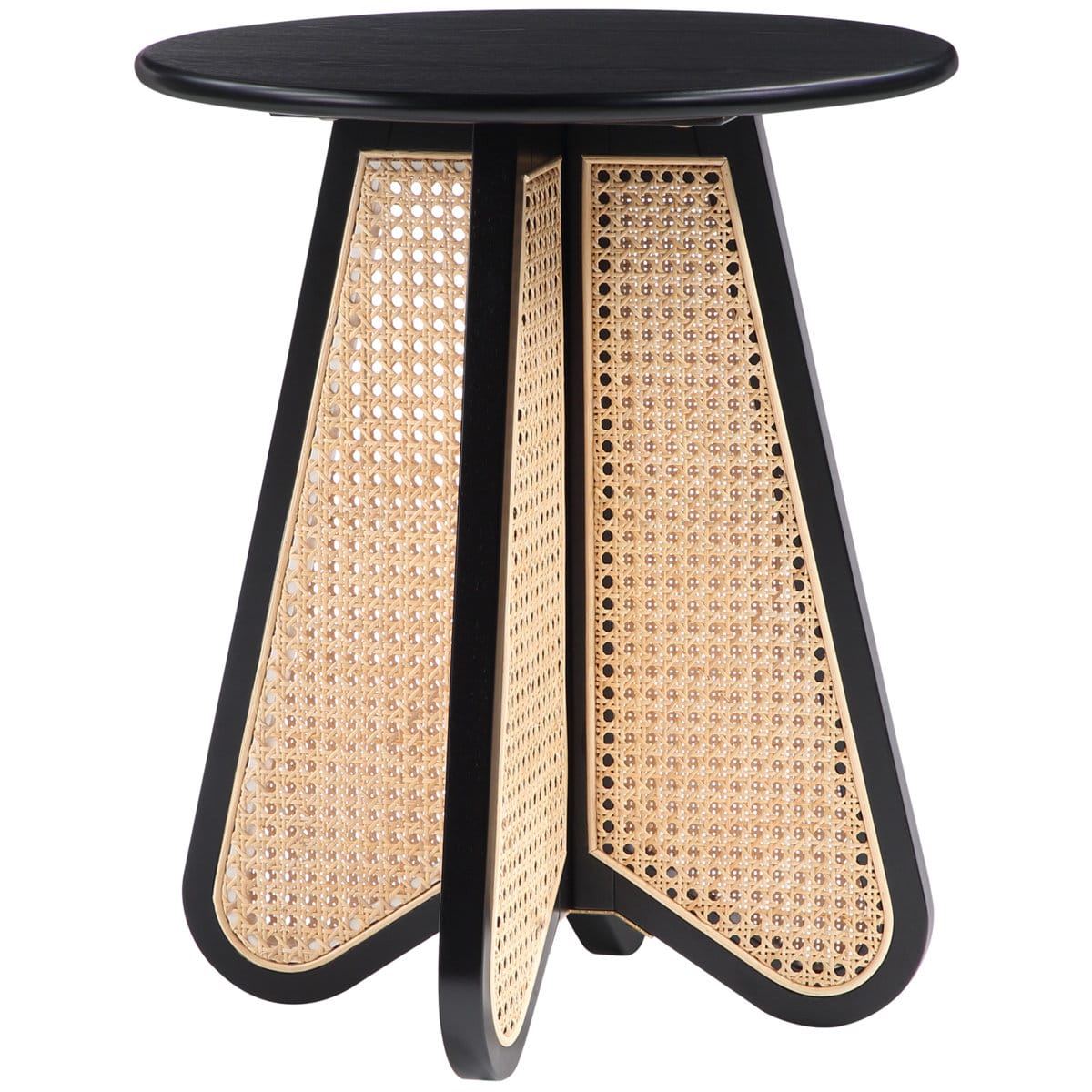 Wooden rattan bedside table for bedroom