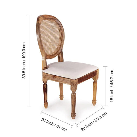Woven rattan chair with solid wood frame