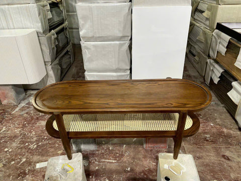 R20 Savannah: Rattan Centre Table, Handwoven Rattan & Solid Wood Centre Table, Rustic Natural Living Room Furniture