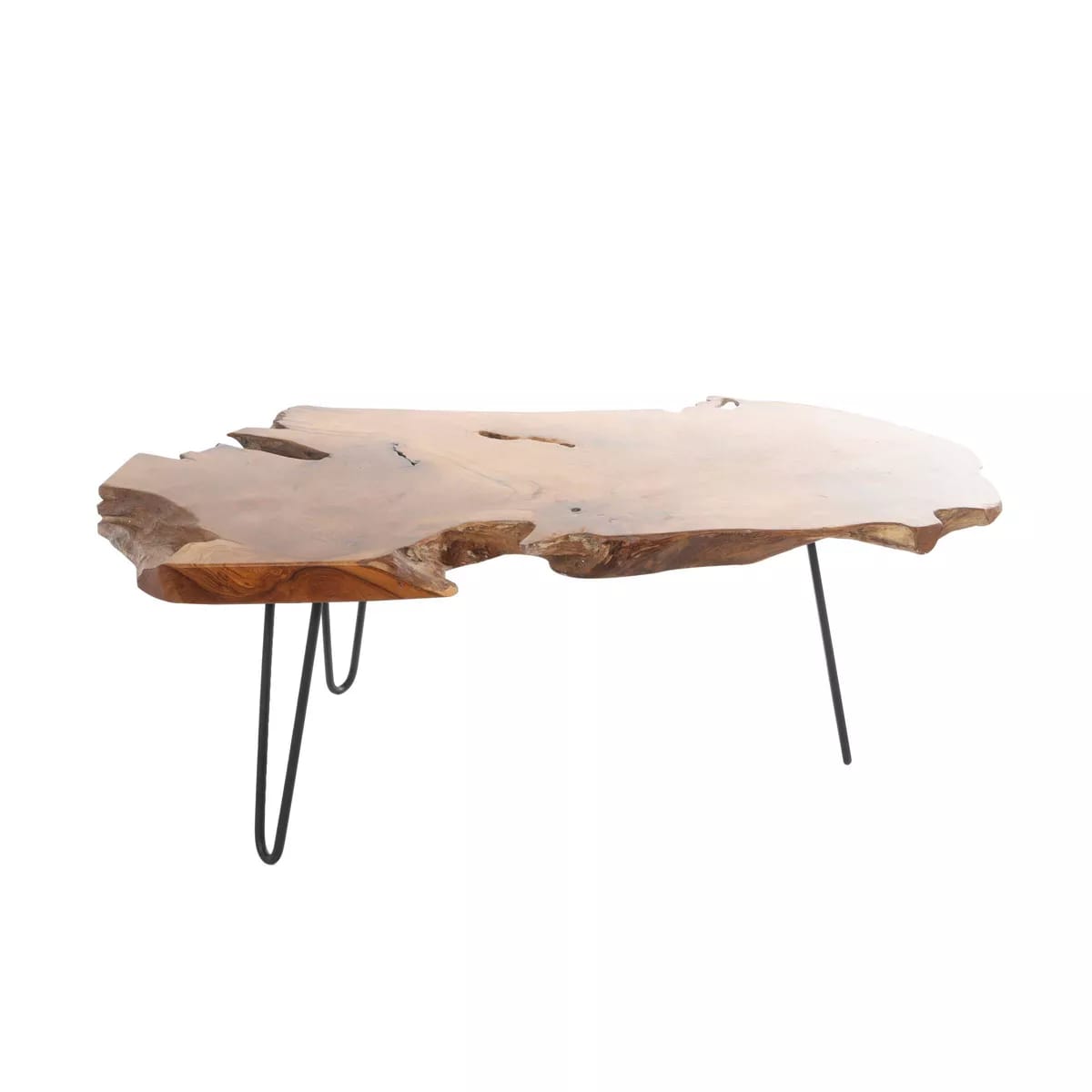Wudra live edge coffee table in living room setting