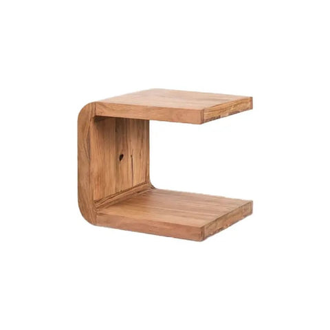 W21 Brookside, Wooden C-Shaped Side Table, Compact Sofa & Bedside Accent Furniture