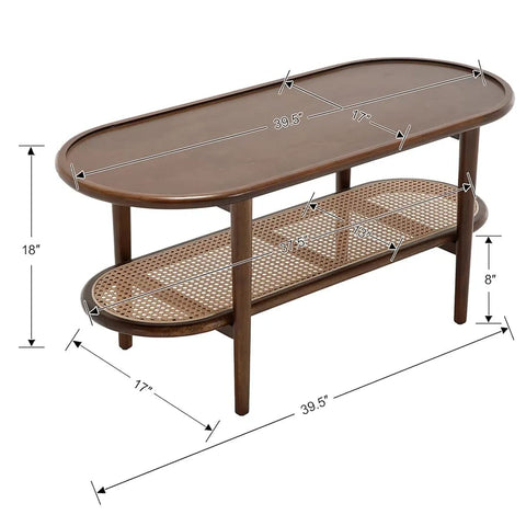 R20 Savannah: Rattan Centre Table, Handwoven Rattan & Solid Wood Centre Table, Rustic Natural Living Room Furniture