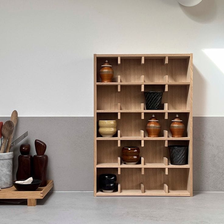 W22 Millhouse: Cup Shelf, Wooden Cup Shelf & Mug Organizer, Rustic Wall-Mounted Kitchen Storage