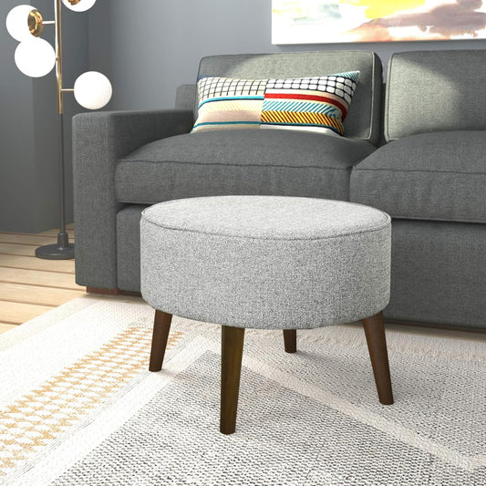 grey jute upholstered footrest living room