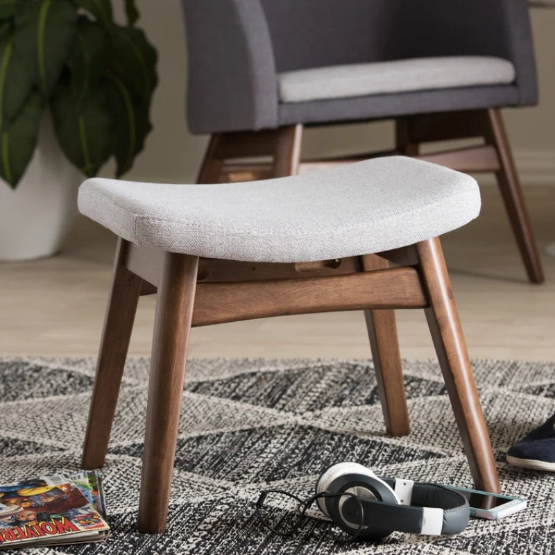 grey jute upholstered stool living room