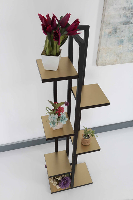 Black Gold Plant Stand, 6 and 7 Tier Plant Pot Stand, Decorative Flower Shelf, Indoor Plant Holder, Outdoor Plant Shelf