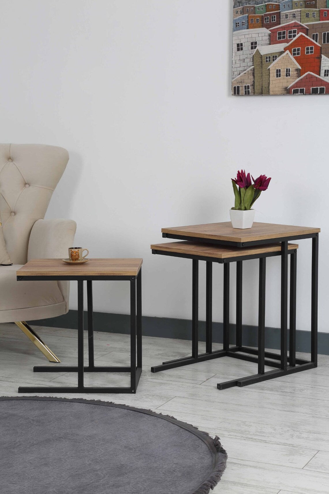 H40 Sage: Modern Wooden Nesting Tables, Solid Wood Nesting Table Set ...