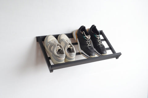 Entryway wall mount metal shoe rack, metal Modern hallway organizer Custom boot shelves