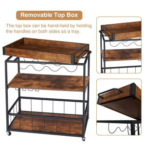 Versatile High Quality Black Metal Serving Trolley