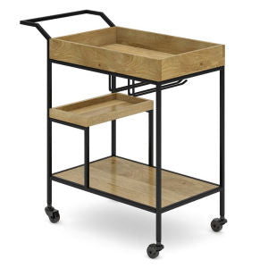 Rectangle Natural Color Black Metal Serving Trolley