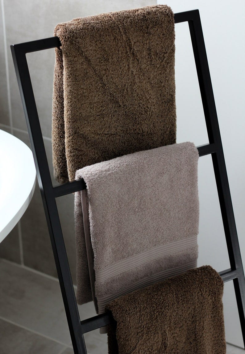 industrial metal towel rack side angle