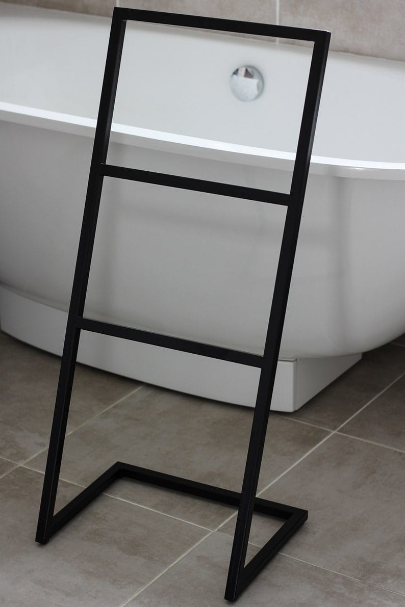 matte metal towel stand corner placement