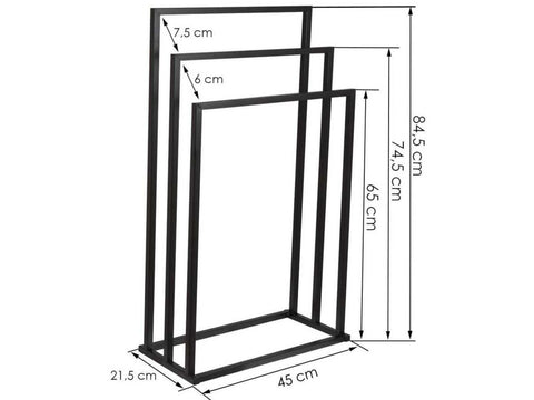 metal towel stand with folded towels