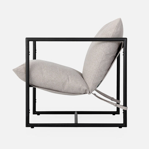 sling chair reading corner setting