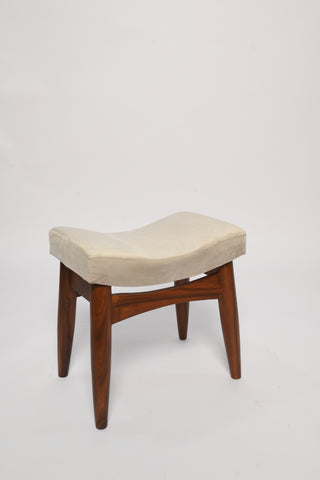 upholstered wood stool full view