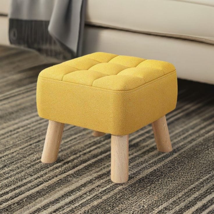 upholstered wooden stool cushioned top