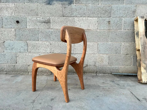 wood dining chair seat and leg detail