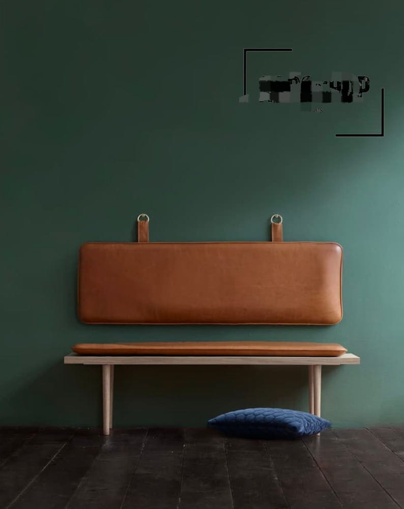 wooden bench cushion close-up