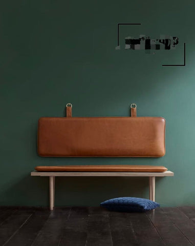 wooden bench cushion close-up