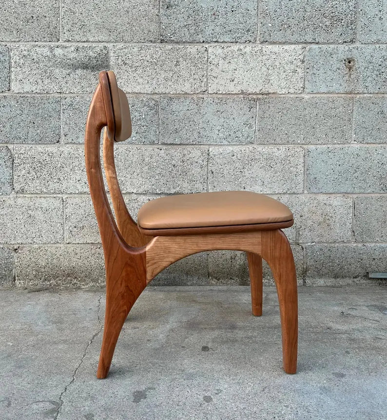 wooden dining chair front angle