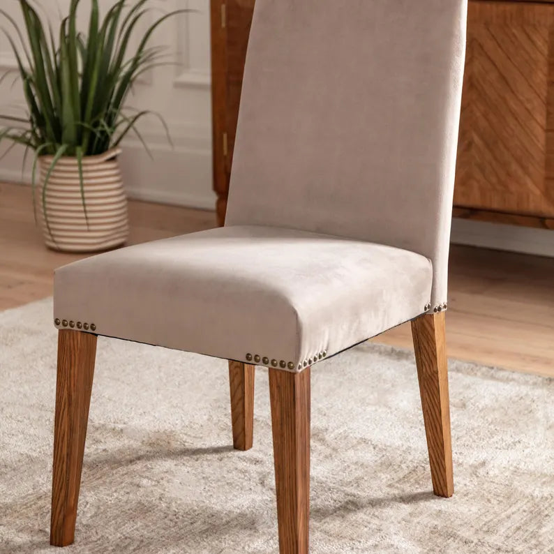 wooden dining chair seat detail